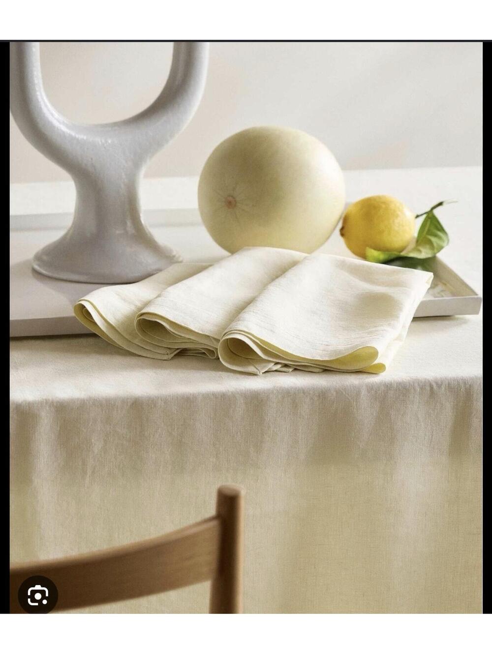 Quince Butter Yellow 70” Round Table Cloth European Linen New Sold Out - Picture 1 of 4